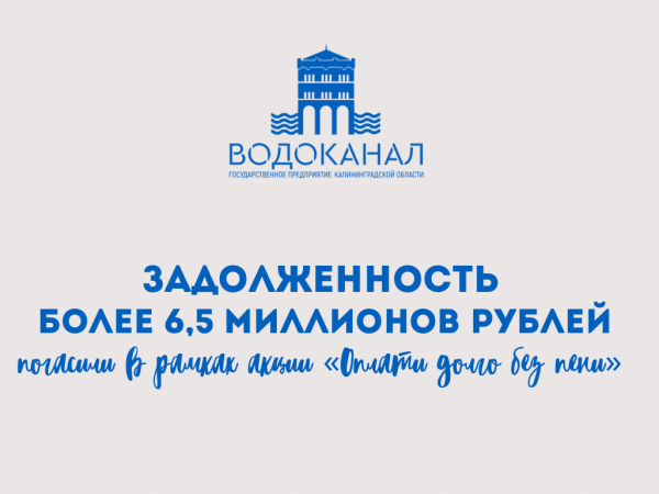 Задолженность более 6,5 миллионов рублей погасили жители Калининградской области в рамках акции «Оплати долги без пени»